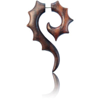 Load image into Gallery viewer, Fake Piercing Sono Holz Zacken Fragezeichen Plug Ohrstecker braun gemasert - chic-net.de
