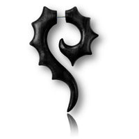Load image into Gallery viewer, Fake Piercing Sono Holz Zacken Fragezeichen schwarz Plug Ohrstecker - chic-net.de
