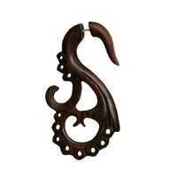 Load image into Gallery viewer, Fake Piercing Sonoholz Edelstahl handgeschnitzt groß hell dunkelbraun Dehner - chic-net.de
