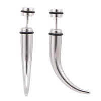 Load image into Gallery viewer, Fake Piercing Spike gebogen silberfarben 43 mm Schraubverschluss Edelstahl - chic-net.de
