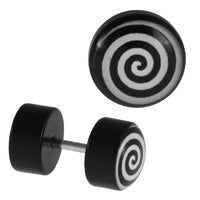 Load image into Gallery viewer, Fake Piercing Spirale schwarz weiß 7 mm Edelstahl Stift - chic-net.de
