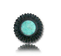 Cargar imagen en el visor de la galería, Fake Plug Piercing Arang Holz schwarz Türkis Inlay Blume - chic-net.de
