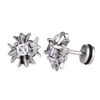 Load image into Gallery viewer, Fake Plug Piercing Edelstahl silberfarben Blume Zirkonia Stein weiß rund - chic-net.de
