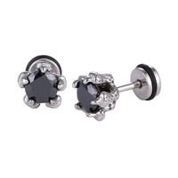 Load image into Gallery viewer, Fake Plug Piercing Edelstahl silberfarben Kralle hält großen Zirkonia Stein schwarz - chic-net.de
