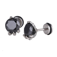 Load image into Gallery viewer, Fake Plug Piercing Edelstahl silberfarben Kralle hält Zirkonia Stein schwarz - chic-net.de

