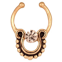 Cargar imagen en el visor de la galería, Fake Septum Piercing goldfarben rund schwarz weißer Zirkonia Stein Edelstahl - chic-net.de

