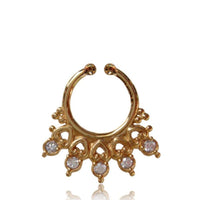 Cargar imagen en el visor de la galería, Fake Septum Piercing Nasenringe Herzen Glitzer Steine Brass Messing golden antik - chic-net.de
