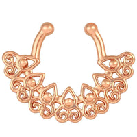 Cargar imagen en el visor de la galería, Fake Septum Piercing rosegolden kleien Tropfen und Schnörkel Rand Edelstahl - chic-net.de
