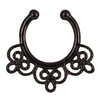 Cargar imagen en el visor de la galería, Fake Septum Piercing schwarz Schleifen Geflecht Edelstahl - chic-net.de
