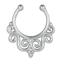 Cargar imagen en el visor de la galería, Fake Septum Piercing silberfarben Schörkel Spiralen Edelstahl - chic-net.de
