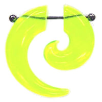 Cargar imagen en el visor de la galería, Fake Spirale Piercing Plug Ohrstecker Unisex Acryl Edelstahl Stab neon gelb Schmuck - chic-net.de
