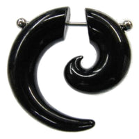Load image into Gallery viewer, Fake Spirale Piercing Plug Ohrstecker Unisex Acryl Edelstahl Stab schwarz Schmuck - chic-net.de
