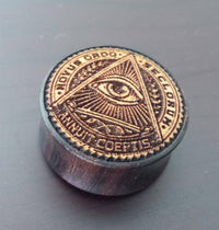 Load image into Gallery viewer, Flesh Plug Allsehendes Auge der Vorsehung Holz Sonoholz Jackfrucht double flared - chic-net.de
