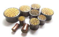 Load image into Gallery viewer, Flesh Plug Blume des Lebens Blütenrand Holz Tamarinde Jackfrucht double flared - chic-net.de
