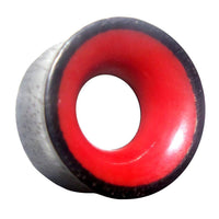 Cargar imagen en el visor de la galería, Flesh Plug Eisenholz Holz dunkel double flared rot Resin Inlay Ohr Piercing - chic-net.de
