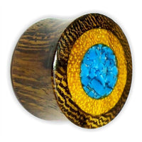 Load image into Gallery viewer, Flesh Plug Ringe crushed Türkis Jackfrucht Parasitholz - chic-net.de
