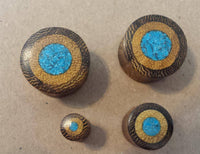 Load image into Gallery viewer, Flesh Plug Ringe crushed Türkis Jackfrucht Parasitholz - chic-net.de
