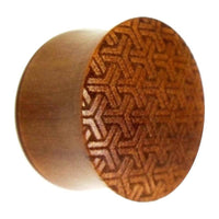 Load image into Gallery viewer, Flesh Plug Sawoholz Peace Knoten Muster double flared Lobe Dehner rotbraun Gravur - chic-net.de
