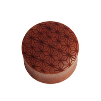 Load image into Gallery viewer, Flesh Plug Sawoholz Stern Blume des Lebens double flared Lobe Dehner rot braun Gravur - chic-net.de
