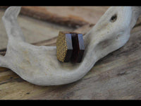 Load image into Gallery viewer, Flesh Plug Tamarinden Holz gold bemalt 3D Würfel Wabe - chic-net.de
