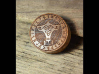 Load image into Gallery viewer, Flesh Plug Teakholz Mjölnir Triskele Runen double flared - chic-net.de
