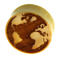 Load image into Gallery viewer, Flesh Plug Weltkarte Holz Welt Erde Globus double flared - chic-net.de
