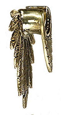 Cargar imagen en el visor de la galería, Flesh Tunnel antik gold Messing Plug zum Einhängen Spalt Federschmuck Indianer - chic-net.de
