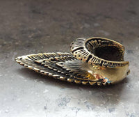 Cargar imagen en el visor de la galería, Flesh Tunnel antik gold Messing zum Einhängen Flamme - chic-net.de
