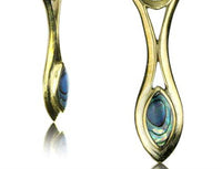 Load image into Gallery viewer, Flesh Tunnel antik golden Messing Expander Tropfen Paua Muschel Plug Ohrring - chic-net.de
