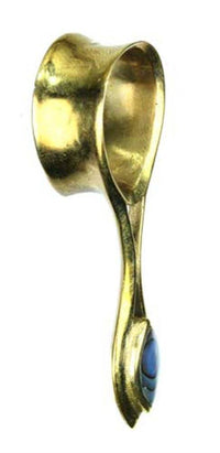 Load image into Gallery viewer, Flesh Tunnel antik golden Messing Expander Tropfen Paua Muschel Plug Ohrring - chic-net.de
