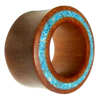 Cargar imagen en el visor de la galería, Flesh Tunnel Sawoholz Rim Inlay dünn Türkis double flared - chic-net.de
