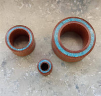 Cargar imagen en el visor de la galería, Flesh Tunnel Sawoholz Rim Inlay dünn Türkis double flared - chic-net.de
