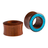 Cargar imagen en el visor de la galería, Flesh Tunnel Sawoholz Rim Inlay Türkis double flared dick - chic-net.de
