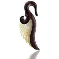 Cargar imagen en el visor de la galería, Flügel Sonoholz Perlmutt lang gelblich Tribal Piercing Holz Unisex Expander handgeschnitzt Organic - chic-net.de

