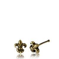 Load image into Gallery viewer, Gerader Nasenstecker 0,8 mm Nostril Tragus golden Lilie Messing 8 mm lang - chic-net.de
