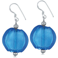 Load image into Gallery viewer, Glasohrringe dunkel blau rund flach 925er Sterling Silber Bügel ca. 20 mm Ø glänzend - chic-net.de
