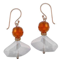 Cargar imagen en el visor de la galería, Glasohrringe Glitzer Ring gold Discokugel orange weiß schillernd Edelstahl Ohrringe Glas - chic-net.de
