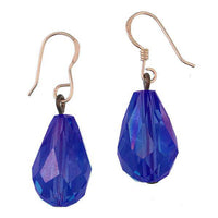 Cargar imagen en el visor de la galería, Glasohrringe lila Tropfen facettiert Glitzer 925er Silber ca.19 mm Ohrringe Glas - chic-net.de
