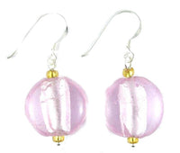 Load image into Gallery viewer, Glasohrringe, rosa, rund, flach, 925er Sterlingsilber-Bügel, ca. 20 mm Ø, glänzend - chic-net.de
