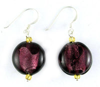 Load image into Gallery viewer, Glasohrringe, violett, rund, flach, 925er Sterlingsilber-Bügel, ca. 20 mm Ø, glänzend - chic-net.de
