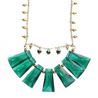 Load image into Gallery viewer, Glasperlen Kette türkis Perlen Brass Glaskristall Trapez 65 cm zweilagig gold nickelfrei Karabiner - chic-net.de
