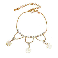 Load image into Gallery viewer, Glitzer Brass Armband Rosen Zirkonia weiß facettiert golden 16-22 cm verstellbar - chic-net.de
