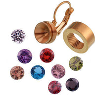 Load image into Gallery viewer, Glitzer Glas Kristall Ohrringe gold weiß Edelstahl rund 12 mm Ohrhänger Wechsel Schmuck Glaskristall - chic-net.de
