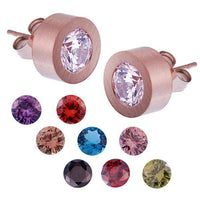 Load image into Gallery viewer, Glitzer Glas Kristall Ohrstecker rotgold weiß Edelstahl rund 10 mm Wechsel Schmuck Glaskristall - chic-net.de
