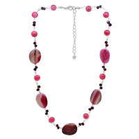 Cargar imagen en el visor de la galería, Glitzer Kette pink violett Achat Perlen Steine oval Kristall nickelfrei 42-48 cm Karabiner - chic-net.de
