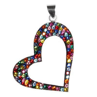 Cargar imagen en el visor de la galería, Glitzer Kristall Herz bunt Silberanhänger Anhänger 925er Silber Damen Schmuck - chic-net.de
