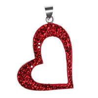 Cargar imagen en el visor de la galería, Glitzer Kristall Herz rot Silberanhänger Anhänger 925er Silber Damen Schmuck - chic-net.de

