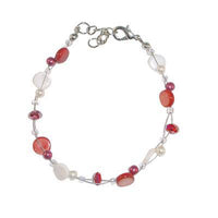 Cargar imagen en el visor de la galería, Glitzer Perlmutt Armband rot weiß pink Perlen Scheiben rund Karabiner nickelfrei 18cm-20cm - chic-net.de
