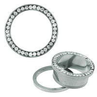 Load image into Gallery viewer, Glitzer Tunnel silbern Kristall Inlay Edelstahl Plug Expander Piercing Chirurgenstahl - chic-net.de
