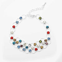 Cargar imagen en el visor de la galería, Glitzer Zirkonia Armband bunt Mitte dreilagig Brass Silber verstellbar Damen Armbänder - chic-net.de
